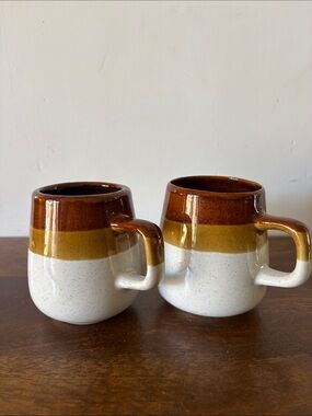 FREE W/PURCHASE* - VINTAGE MUGS - 70s Stoneware Speckled Ceramic Mugs - set of 2